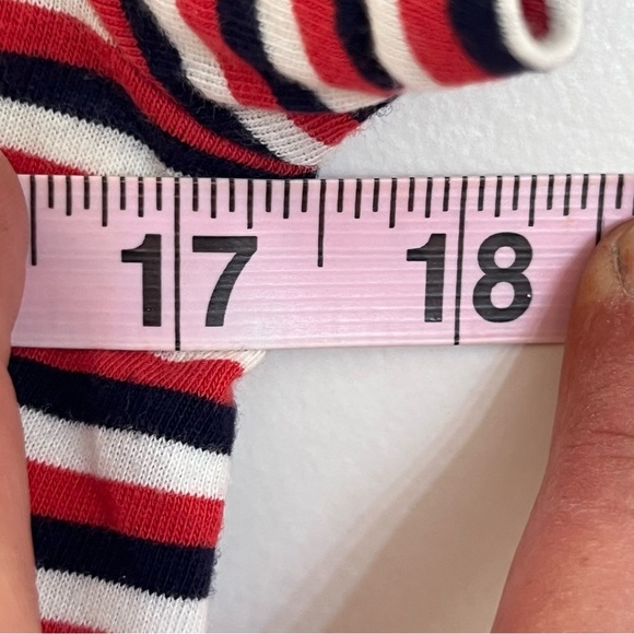 Polo Ralph Lauren Mini Shirt Dress Red Navy Stripe Tie Neck Preppy Size Small - Picture 7 of 10